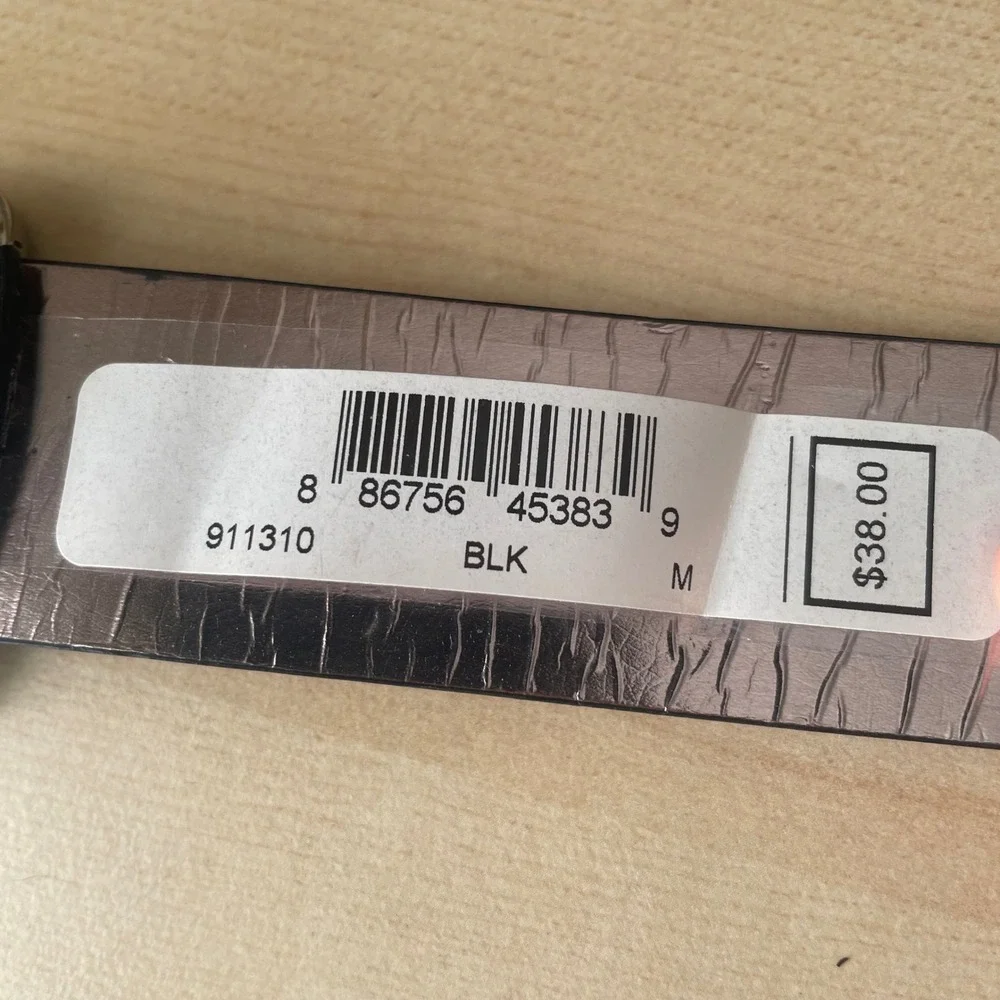 GUESS Debossed Quattro Logo Belt Black Silver Designer Preppy NEW with‎ Tag